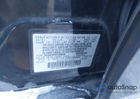 2015 Nissan Sentra Fe+ S/S/Sl/Sr/Sv z USA, uszkodzony, nr VIN 3N1AB7AP4FL660835